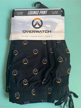 Overwatch Black Lounge Pants with Logo Print Size XL Adult New